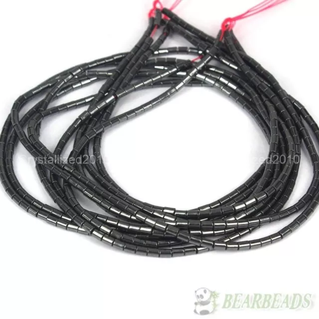 Natural Hematite Gemstone Tube Beads 16'' Strand 2mm x 4mm 3mm x 5mm 4mm x 8mm