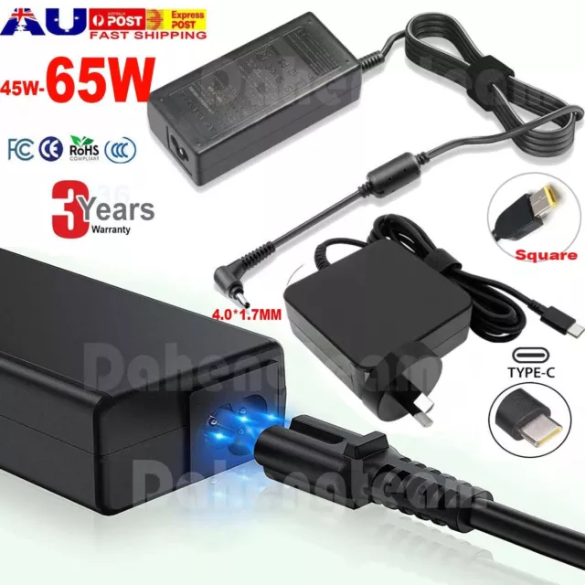 45/65/90W USB C Laptop Power Adapter Charger for Lenovo Chromebook/ThinkPad/Yoga