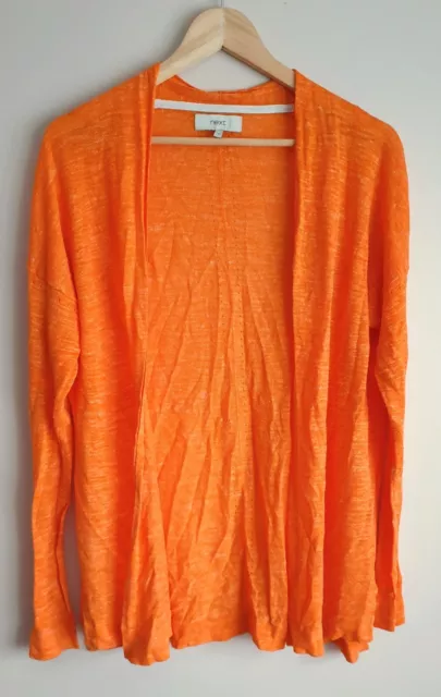 Next Orange Lightweight Linen Mixed Long Fine knit cardigan Size 12 *Dress Lstd*