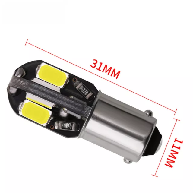 2 Lampade LED T4W BA9S 8 SMD  BIANCO Luci Posizione Baionetta Auto Moto Car 12V 3