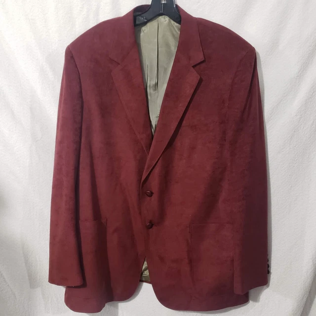 Vtg McGregor Dark Red Faux Suede Men's Sport Blazer Jacket 48R