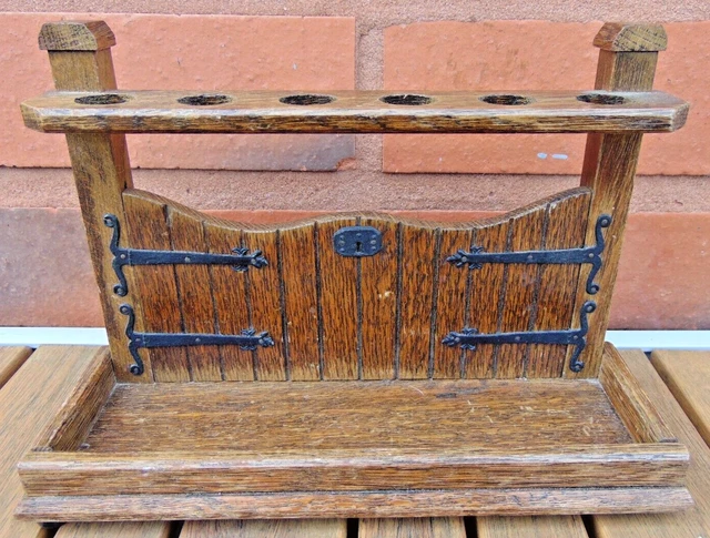 VINTAGE OAK PIPE Rack - Gate Design - By Tallent Of Old Bond Street £6. ...