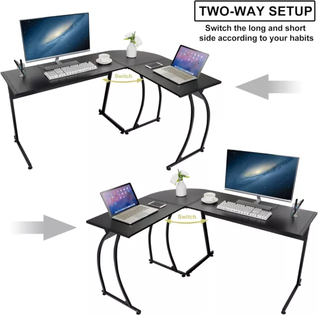 L-Shaped Corner Desk Computer Gaming Desk Laptop Table Office Desk Workstation 3