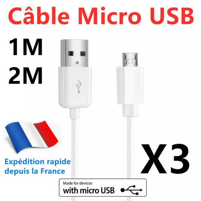 CÂBLE MICRO USB 1M pour Samsung A10 S6 S7 J4 J5 J6 J7 A6 Chargeur Rapide