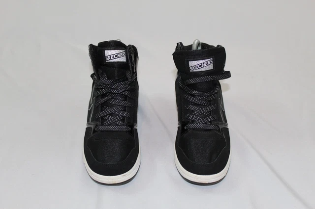 Sketchers High Top Hidden Wedge Shoe Black Boots Sneakers Womens Size 8.5 Fits 9 Sketchers High Top Hidden Wedge Shoe Black Boots Sneakers Womens Size 8.5 Fits 9