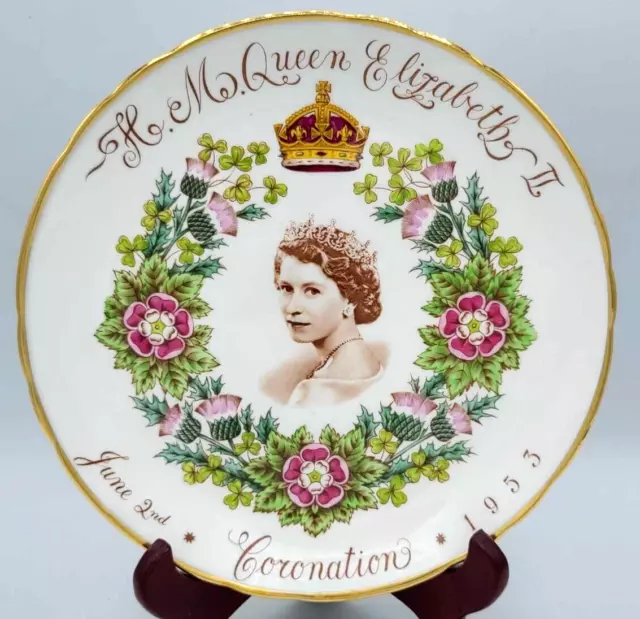 VTG June 2nd 1953 Queen Elizabeth II Coronation Plate England Tuscan Bone China