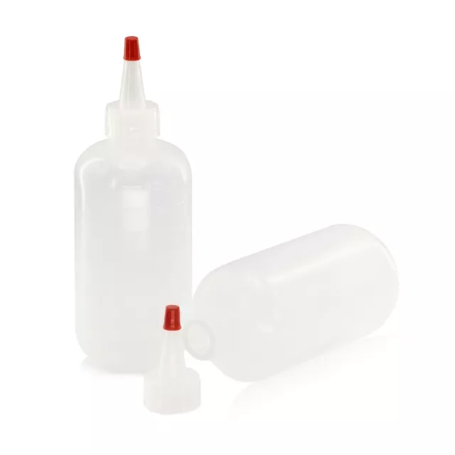 8oz (240mL) Plastic Boston Round Squeeze Bottles + Yorker Caps LDPE -Pack of 6