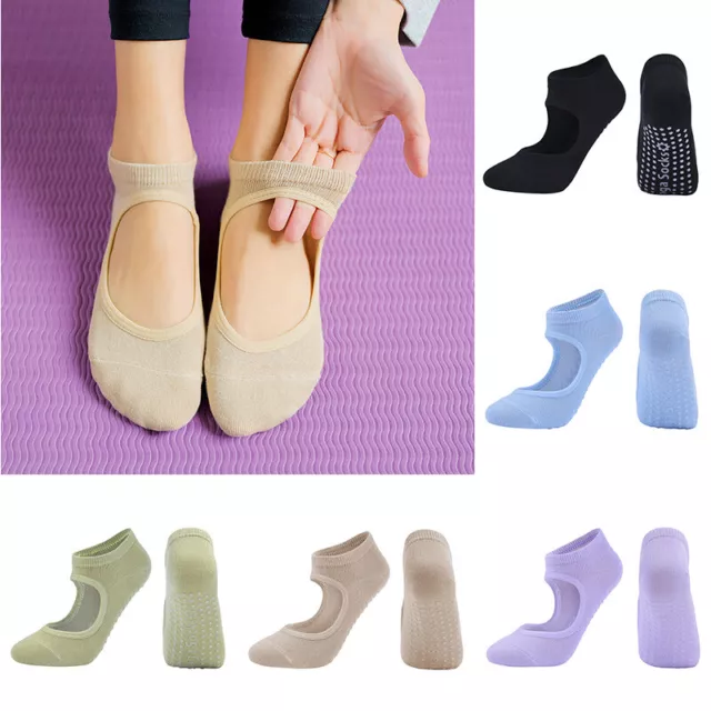 3 Paia Yoga Calzini Antiscivolo Pilates Massaggio Cotone Calze Con Palestra -