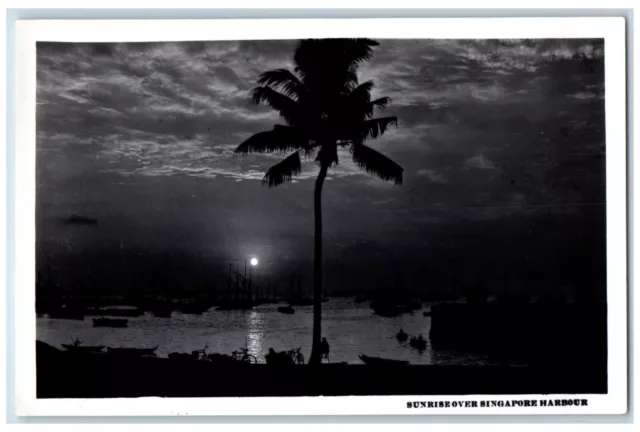 Singapore Postcard Sunrise Over Singapore Harbour c1920's RPPC Photo