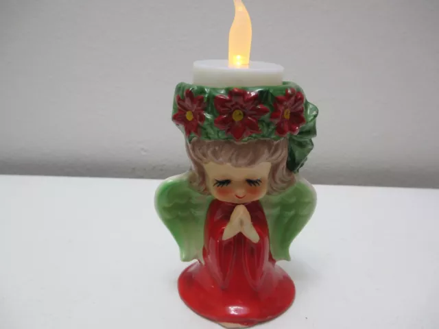 Christmas Decor - Lefton Praying Angel Candle Holder Figurine Japan 4" Tall