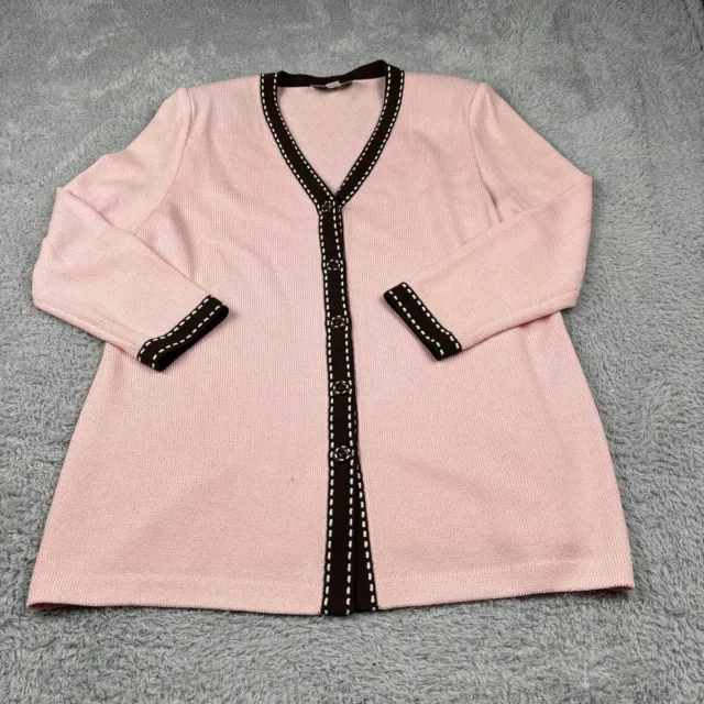 Vintage St John Collection By Marie Gray Womens 14 Pink Santana Knit Cardigan