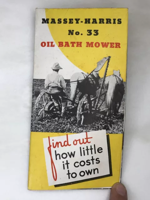 1930s MASSEY HARRIS No 33 MOWER Horse Tractor Brochure FARM ADVERTISING Vintage