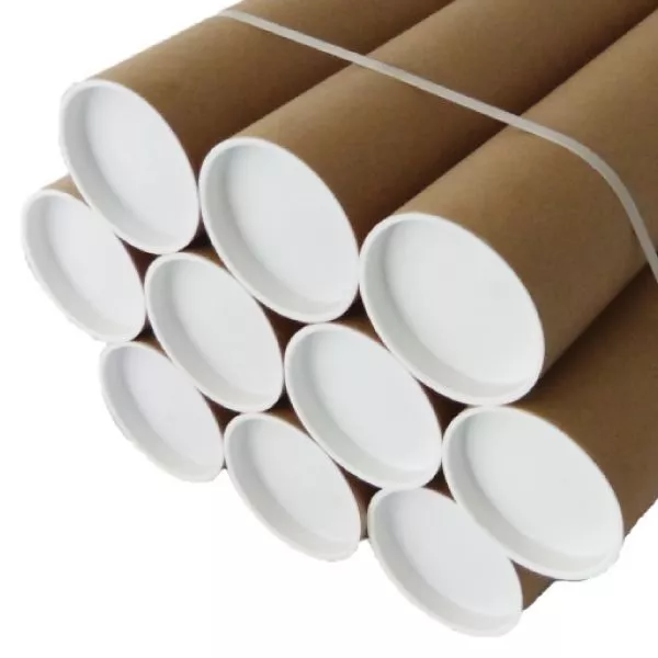 POSTAL CARDBOARD STRONG TUBES + ENDS CAPS A0 A1 A2 A3 A4  x 75.5mm QUALITY