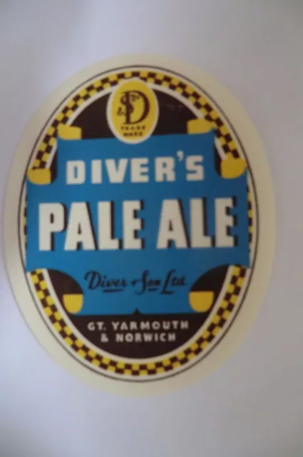 Mint Divers Gt Yarmouth & Norwich Pale Ale Brewery Bottle Label
