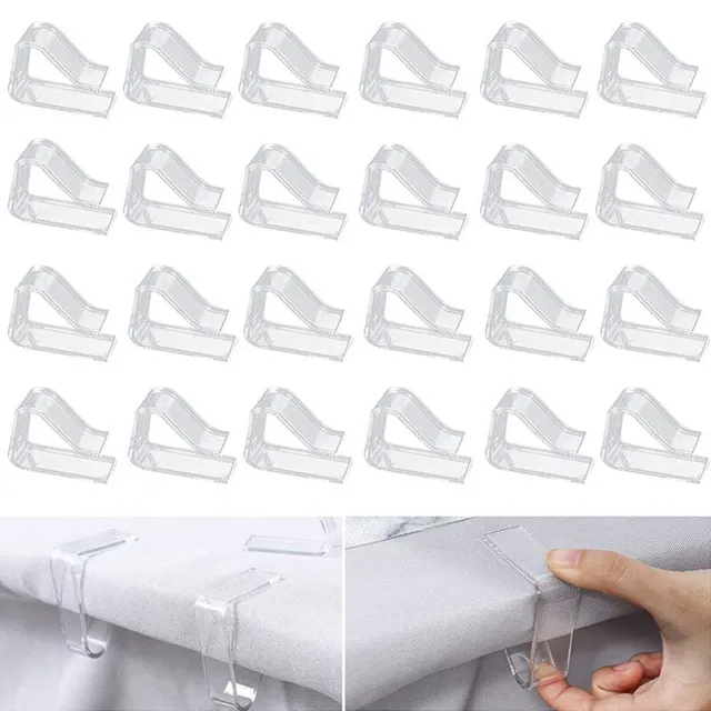 24pcs Plastic Table Cloth Clips, Clear Tablecloth Clips **