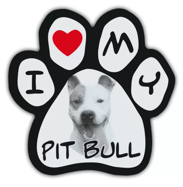 Picture Paws | Dog Paw Shaped Magnets: I LOVE MY PIT BULL (PITBULL TERRIER)