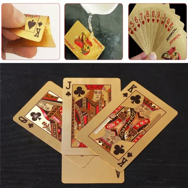 24K Gold Playing Cards Poker Game Deck Gold Foil Poker Set Plastic Waterproof