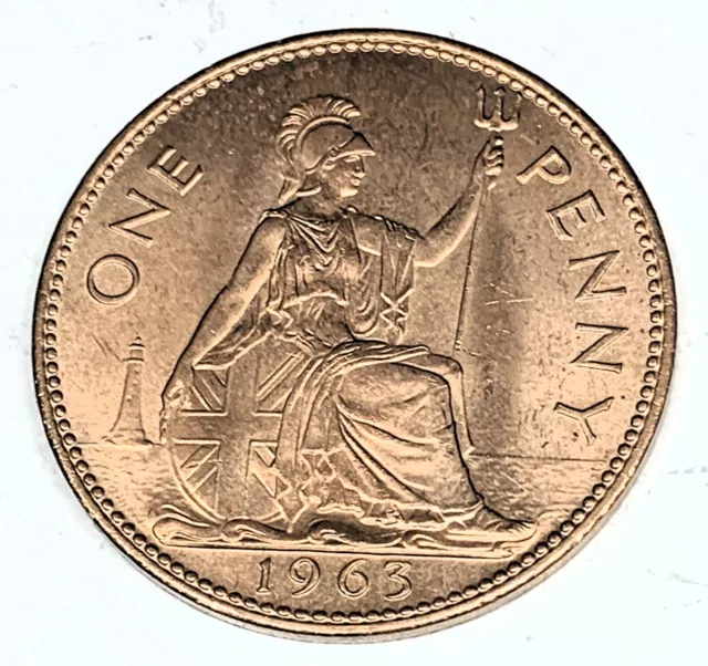 # C889    GREAT BRITAIN     COIN,     LARGE PENNY    1963   Unc.