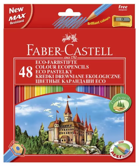 FABER-CASTELL Hexagonal-Buntstifte Malstifte ECO, 48er Kartonetui