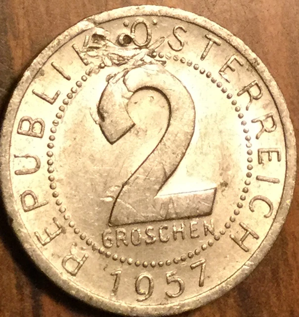 1957 Austria 2 Groschen Coin