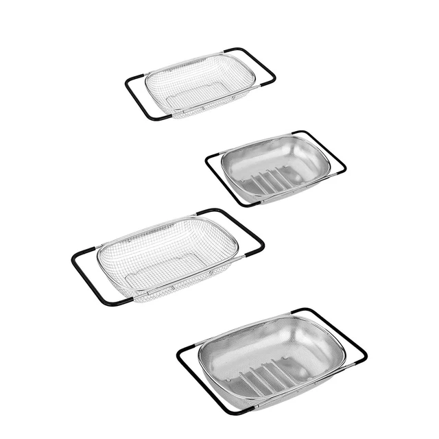 Scolapiatti Allungabile Per Lavello - Da 30,5 A 54,5cm, In Acciaio, Con 6 Piedini Antiscivolo, Organizer Per Cucina