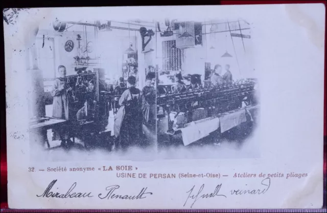 Persan Silk Factory 1903 Workshop Old Postcard Cpa Seine Et Oise 2