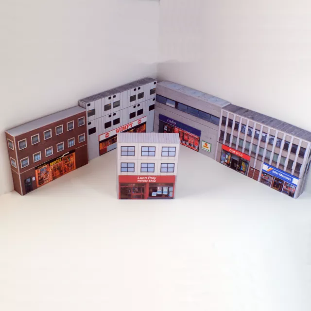 Card OO Gauge Buildings Shops Retro 1980/90s 1/76 scale model railway Set 6