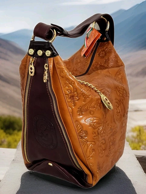 Marino Orlandi Brown and Orange Quilted Backpack Backpack Crossbody Bag Tote Bucket - Genuine Leather  main image 3