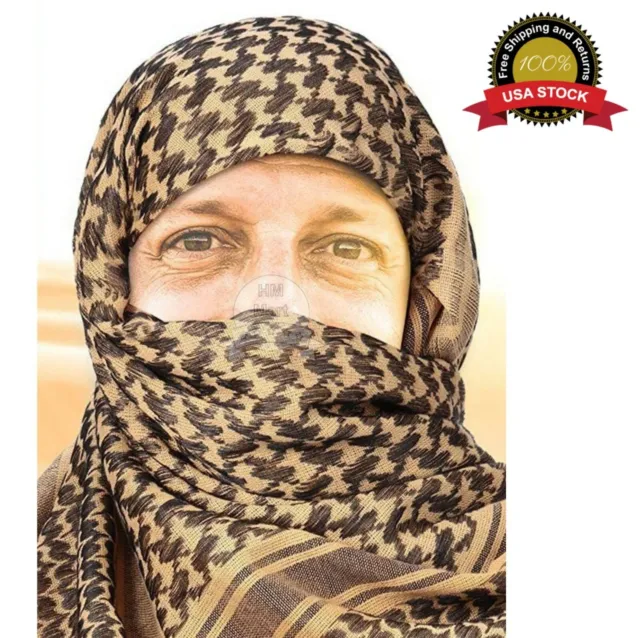 Shemagh Arab Keffiyeh Military Tactical Shawl Wrap Scarf Desert Army Scarves BRN