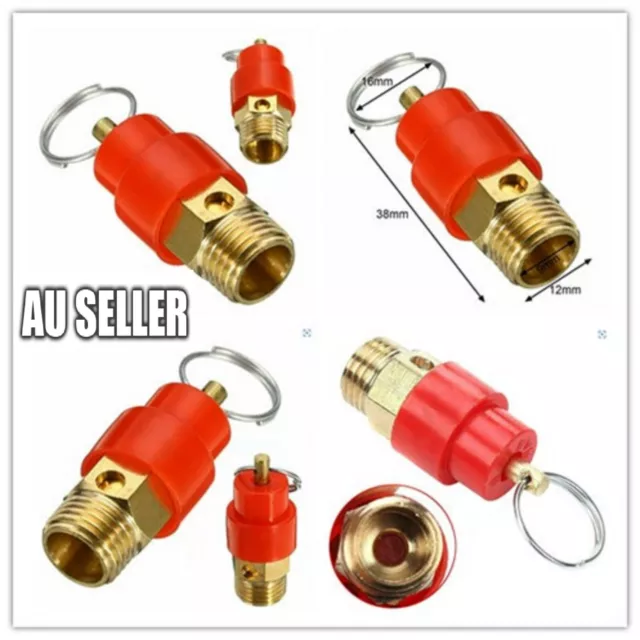 2pc/4pc Brass 1/4" 1/8" BSP Air Compressor Pressure Safety Relief Valve 8Bar120