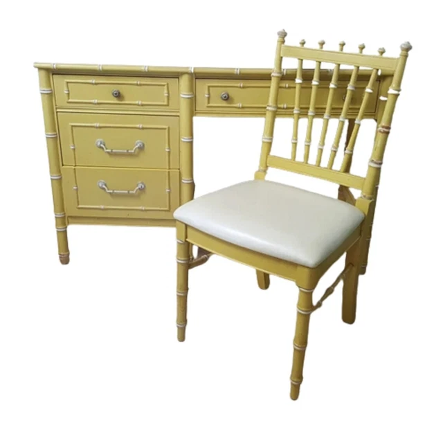 Thomasville Allegro Faux Bamboo Desk and Chair Thomasville Allegro Faux Bamboo Desk and Chair
