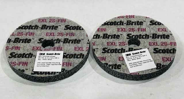 2 - Piece 3M Scotch-Brite 4" x 1/2" x 5/8"  2S Fine EXL Unitized Wheel 27942