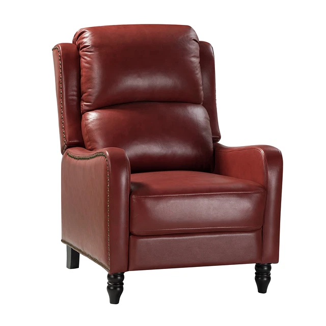 Karat Home Ali Genuine Leather Manual Club Recliner - Red  MSRP $1499.10
