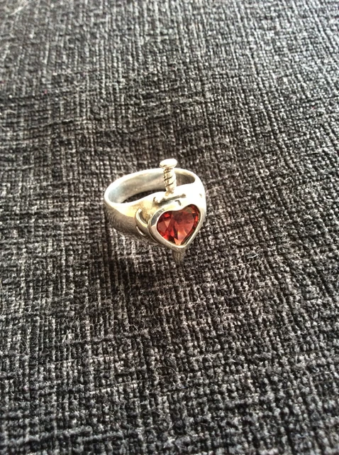 THE GREAT FROG London Silver Heart And Dagger Ring With Red Garnet