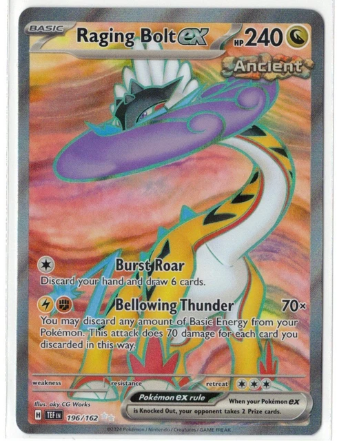 Max Rarity Raging Bolt POKÉMON TCG POKÉMON Raging Bolt Ex Ultra Rare Holo Temporal Forces 196/ ...