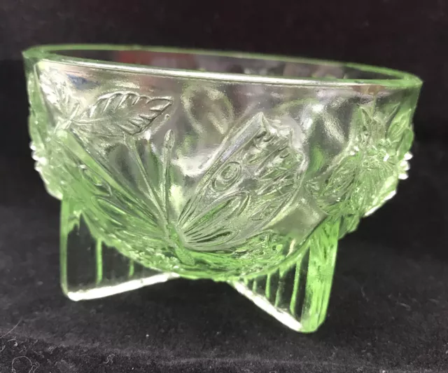 Art Deco :Sowerby *Butterflies* Green Glass Trinket Bowl