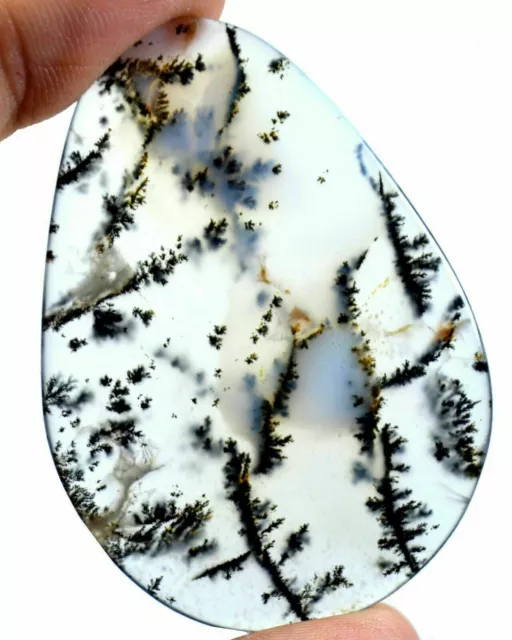 100% Natural BI-COLOR 63 Ct White Moss Agate Pear Sparkling Druzy Crystal Stone
