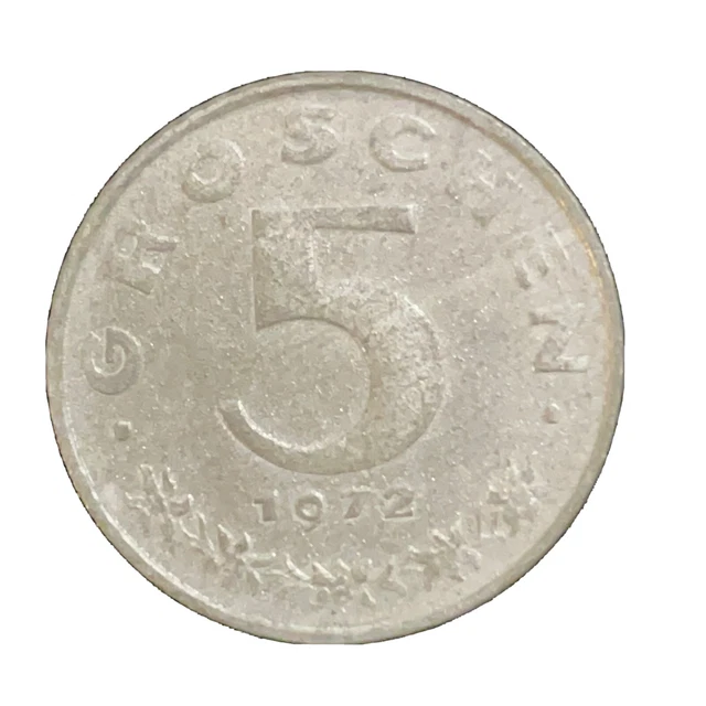 Austria 5 Groschen 1972 Coin Austrian Coat of Arms Eagle Shield Hammer Sickle 3