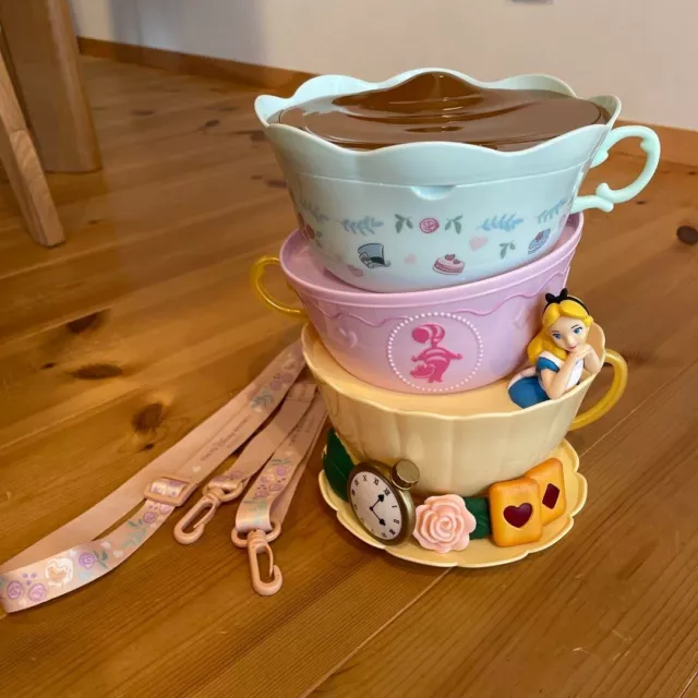 Popcorn Bucket Alice in Wonderland Tokyo Disney Resort Tea Cup with mirror JAPAN