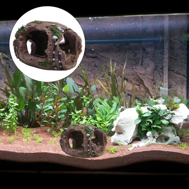 Aquarium Fish Tank Landscaping Artificial Barrel Barrel Resin Ornament Cave Htk