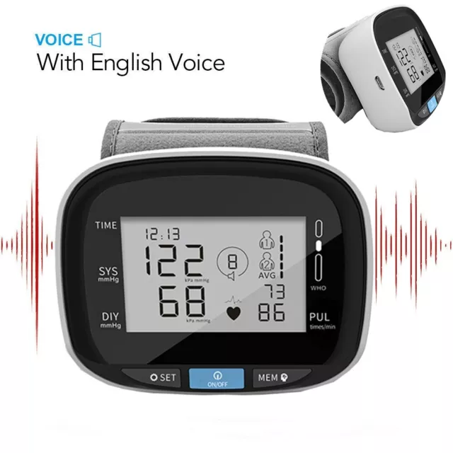 Automatic Digital Wrist Blood Pressure Monitor Heart Rate LCD Screen With Voice