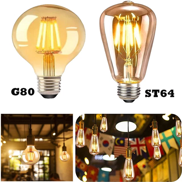 E27 LED Filament Glühbirne Leuchtmittel Vintage Edison Retro Warmweiß Bernstein