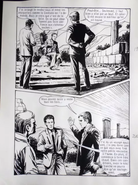 Planche originale Ce soir à Chiraz Vicomte 9 adaptation Fleuve noir Fred Noro