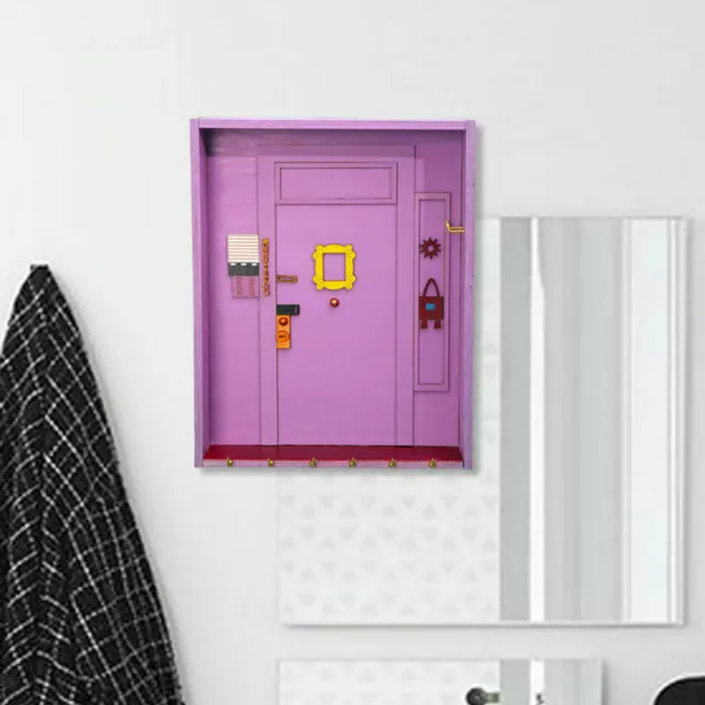Ganchos para llavero de puerta púrpura de madera, colgador de decoración de... 3