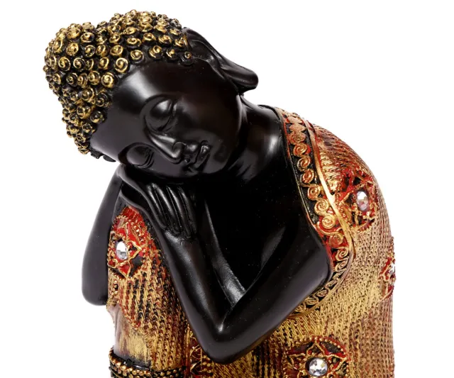 Dekofigur Buddha Figur Schlafend Ruhender Thai Buddha Meditierend Feng Shui 2