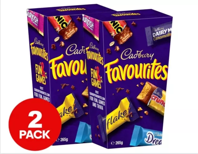 2 x Cadbury Favourites 265g Dairy Milk Crunchie Picnic Moro Chocolate Snack New