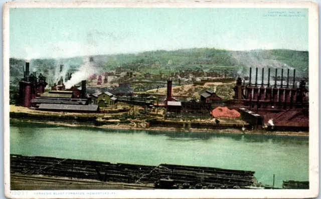 1900s Carnegie Blast Furnaces Detroit Publishing Duquesne PA Postcard