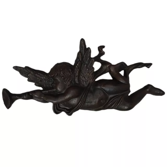 Cast Iron Angel Playing Trumpet Wall Hanging Decor