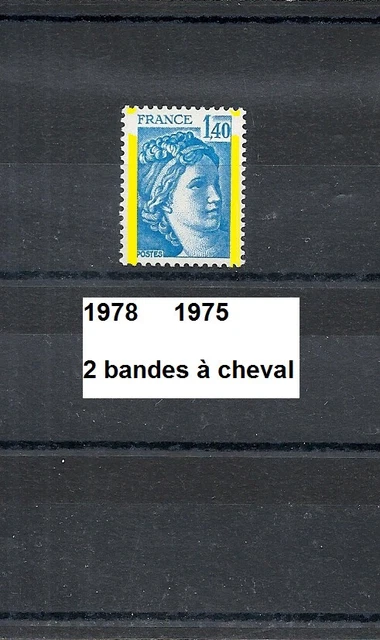 variété de 1978 neuf** Y&T n° 1975 avec 2 bandes à cheval