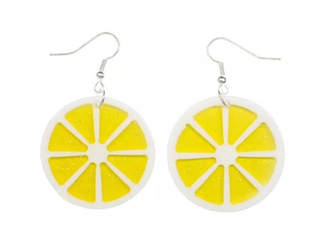 Zitronenscheibe Zitrone Ohrringe Miniblings Hänger Lemon Frucht 35mm gelb